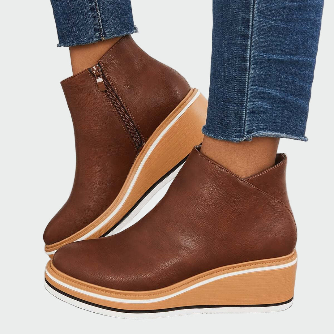 Ortopedické kožené boty Kávová