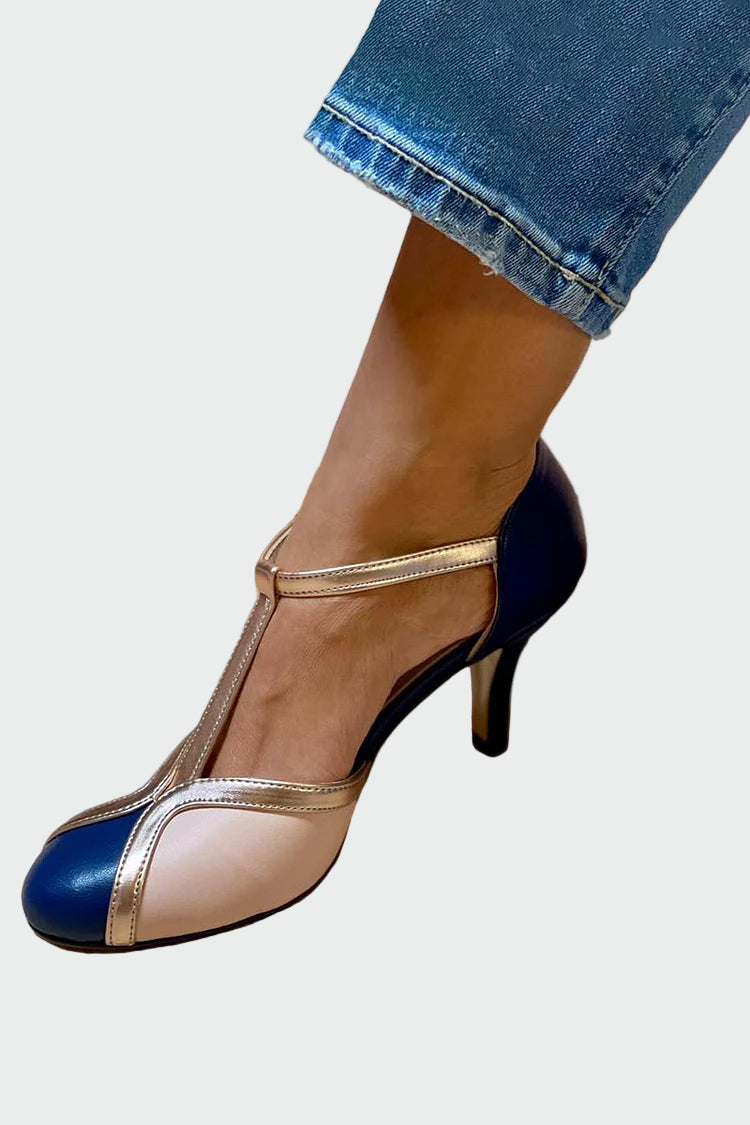 Anna Elegantní RetroSandály StředníPodpatekTPáskem Modrá