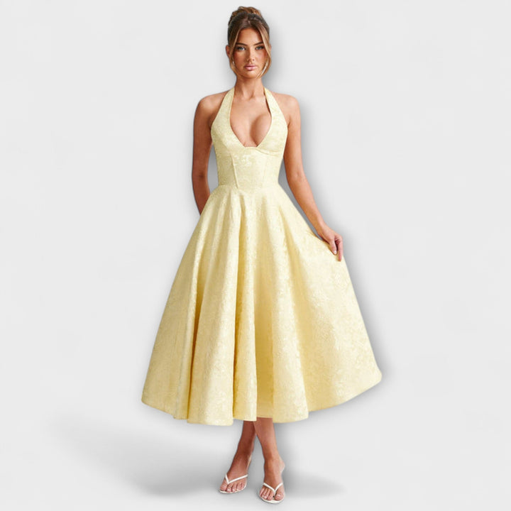 Catalina - Okouzlující Midi Šaty Žlutá