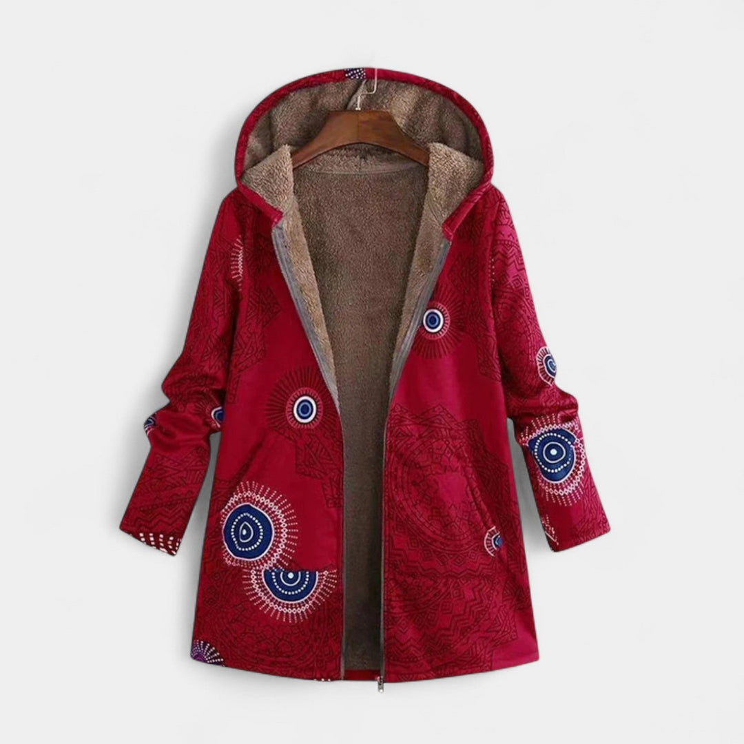 Radka – Zimní bunda s kapucí Červená