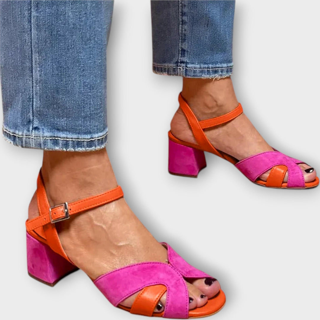 Lucie Elegantní Sandály Čtvercový Podpatek Minimalistické 43