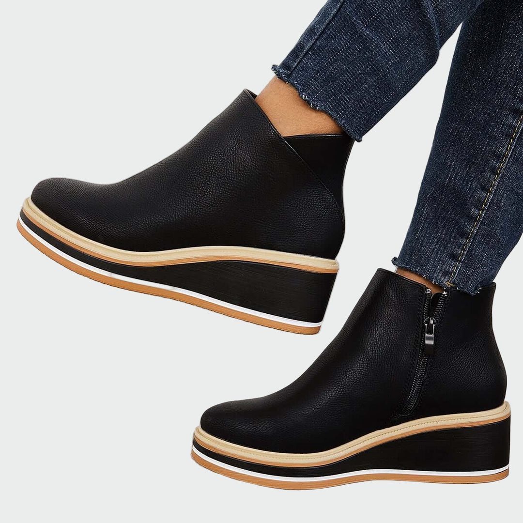 Ortopedické kožené boty Černá