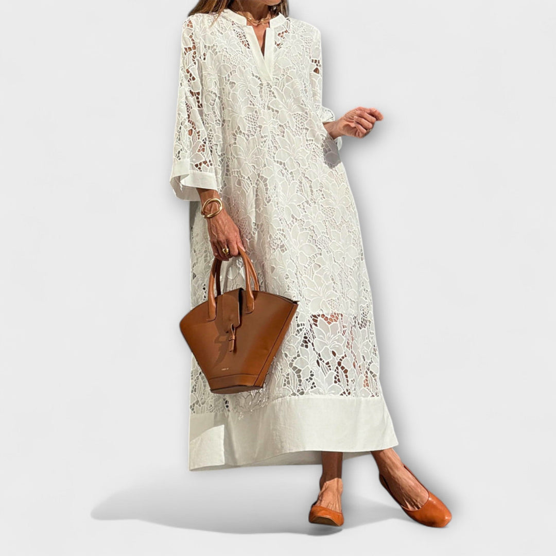 Valmere - Šaty s výšivkou Dahlia Bílá