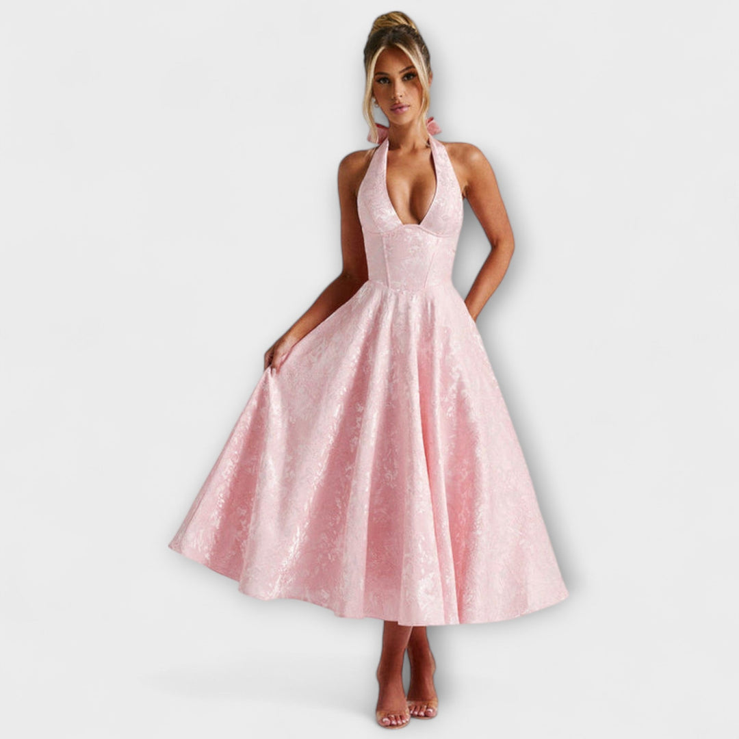 Catalina - Okouzlující Midi Šaty Růžová