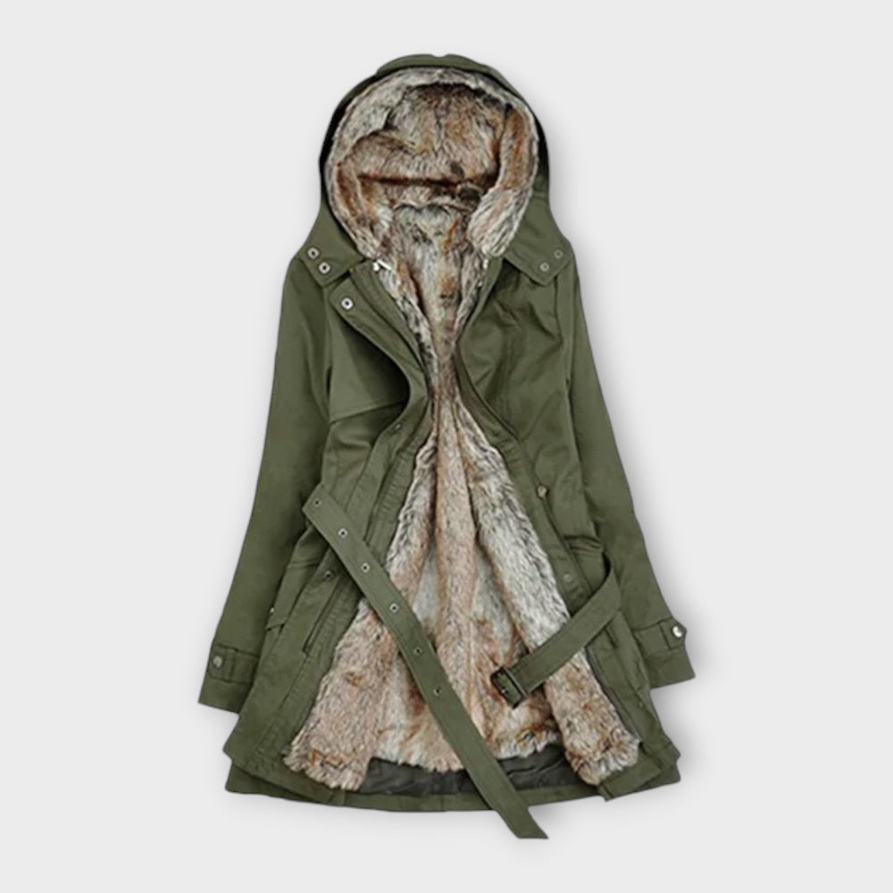 Mikash - Hřejivý kožich s kožešinovým podšívkou Zelená