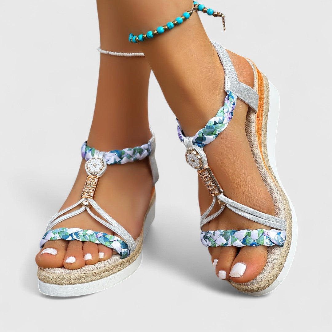 Lenka - Pohodlné sandály na klínku Modrá