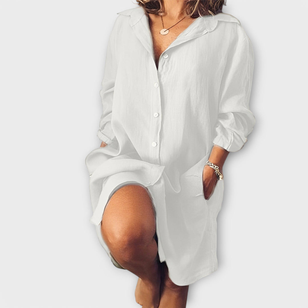 Ležérní lněná blůza pro každodenní nošení Bílá