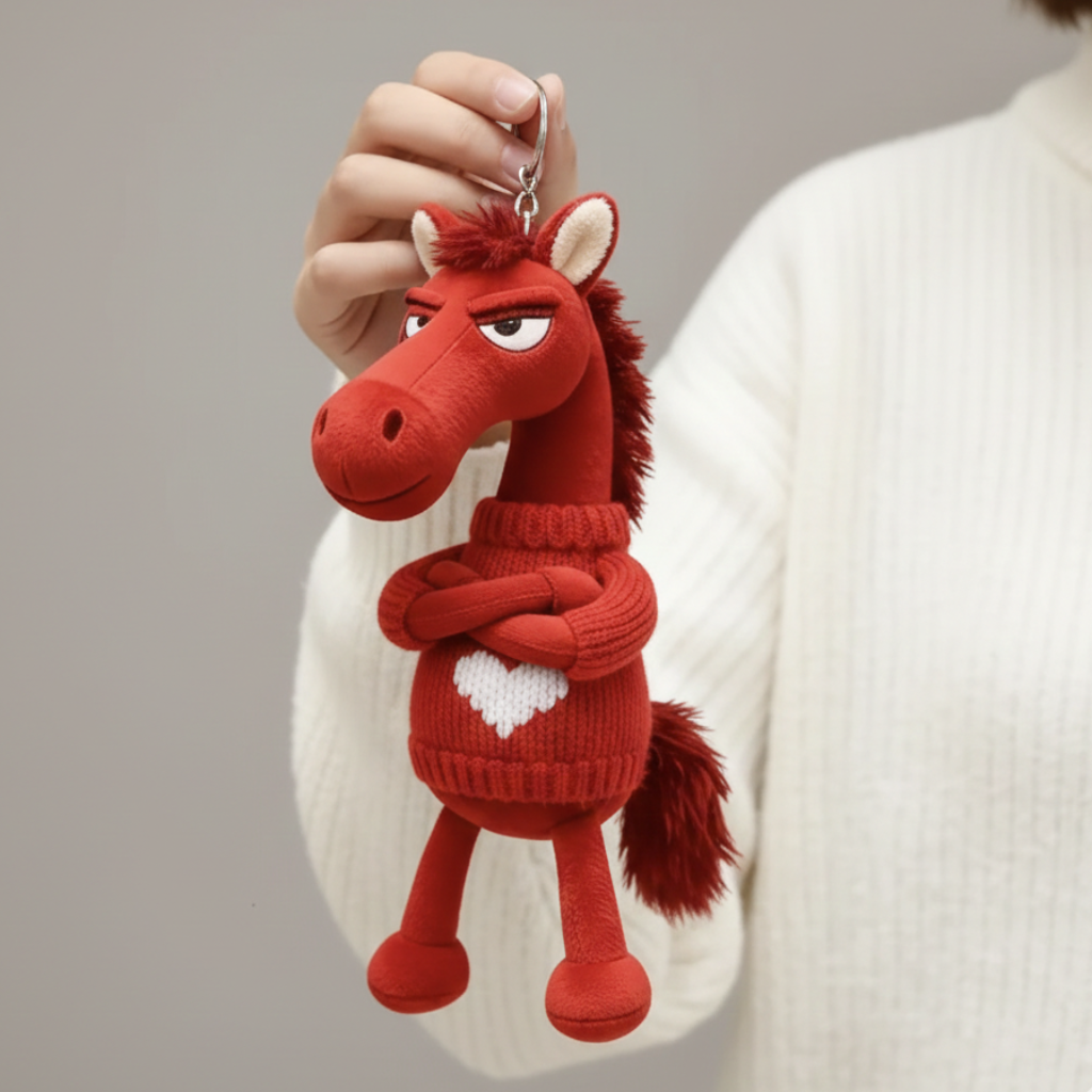 Drzý kůň - Červená Přívěsek na klíče
