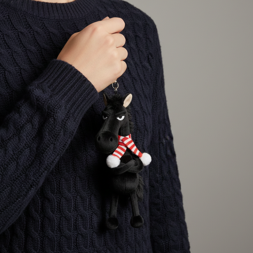Drzý kůň - Černá a červená Přívěsek na klíče