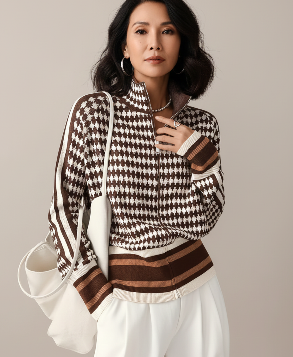 Diana – Podzimní-zimní svetr se stojáčkem a zipem