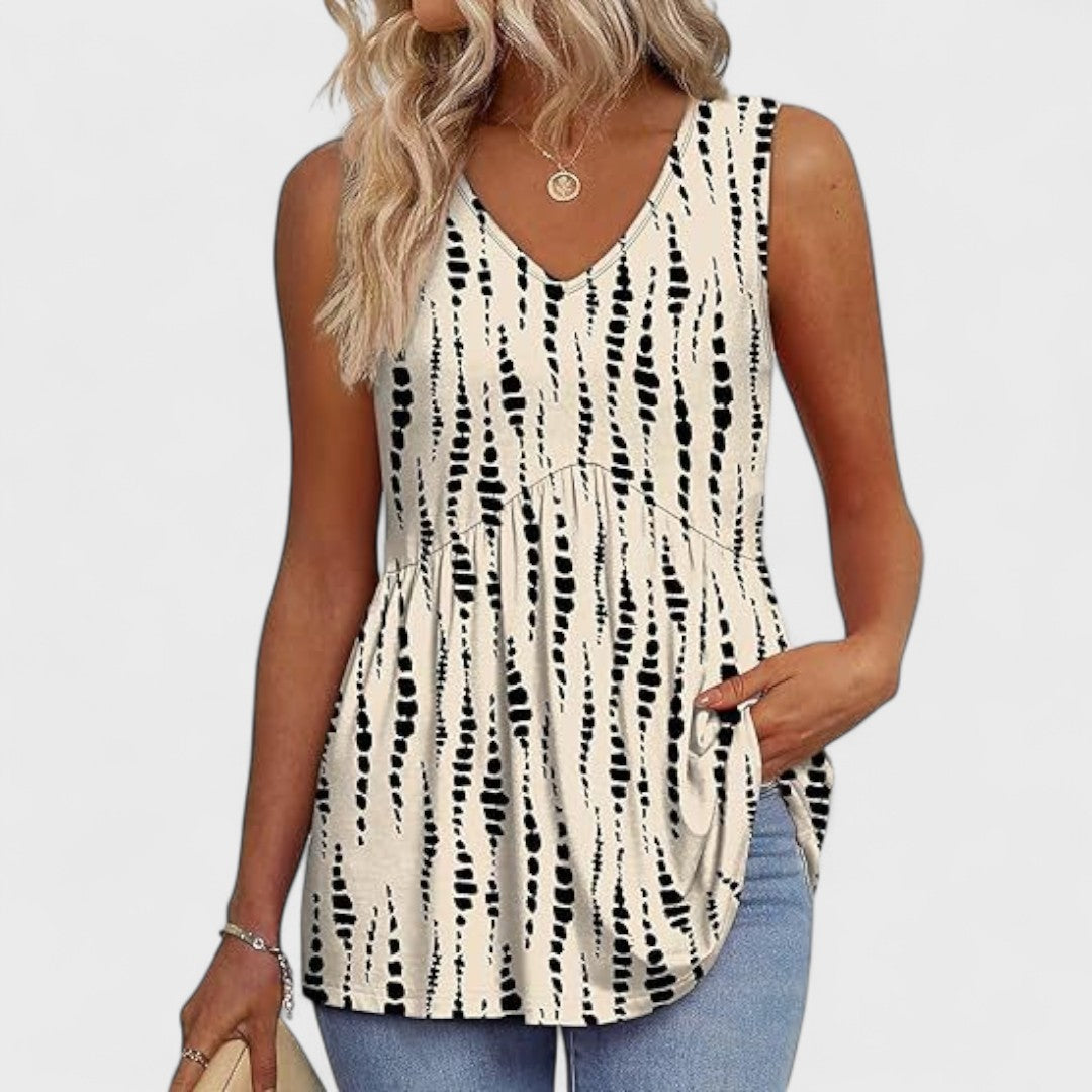 Elenor - Elegantní Casual Denní Top Černé Skvrny