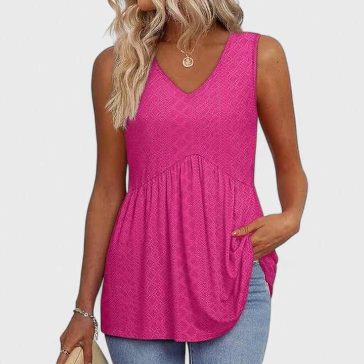 Elenor - Elegantní Casual Denní Top Růžová Červená