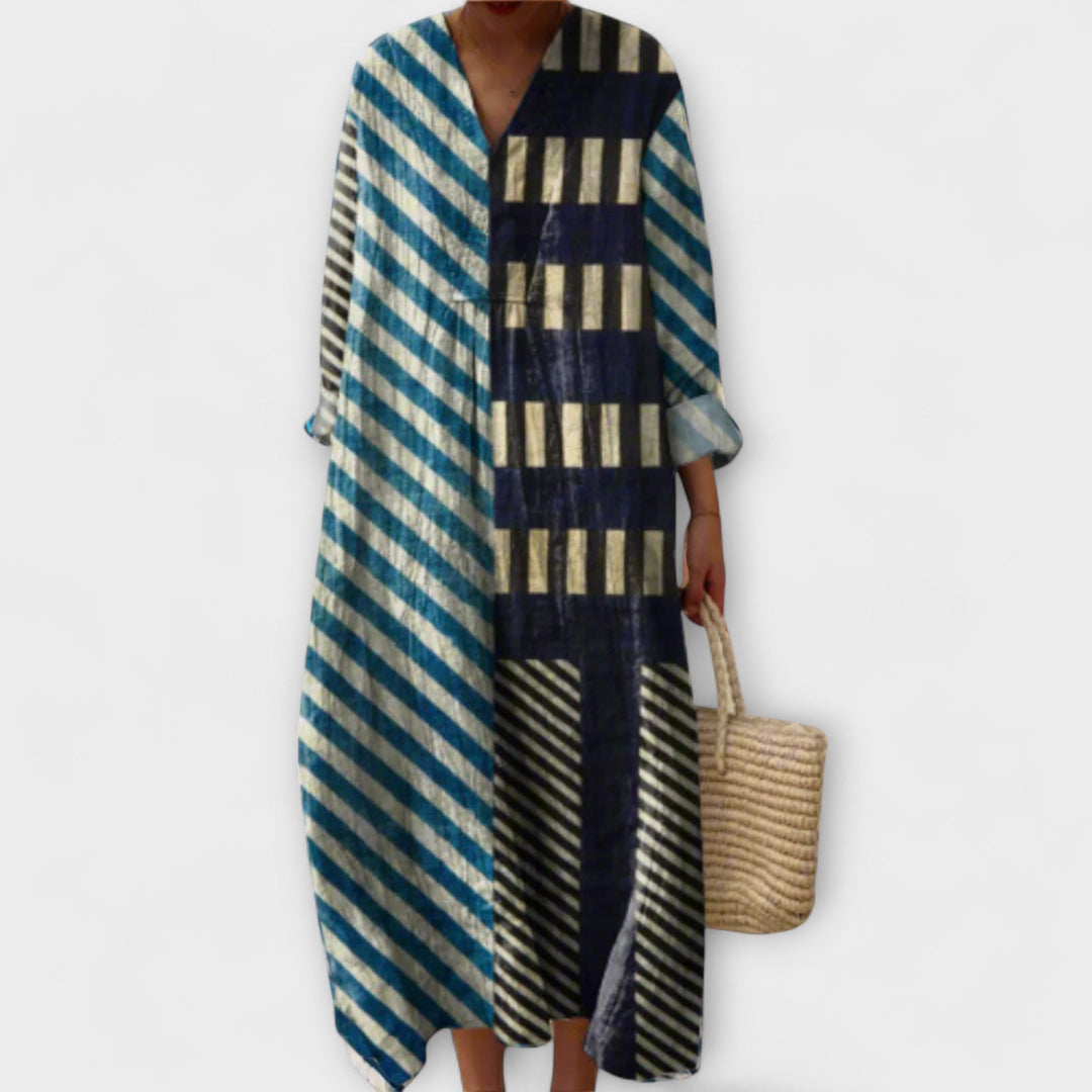 Elissa - Stylové geometrické šaty 3XL