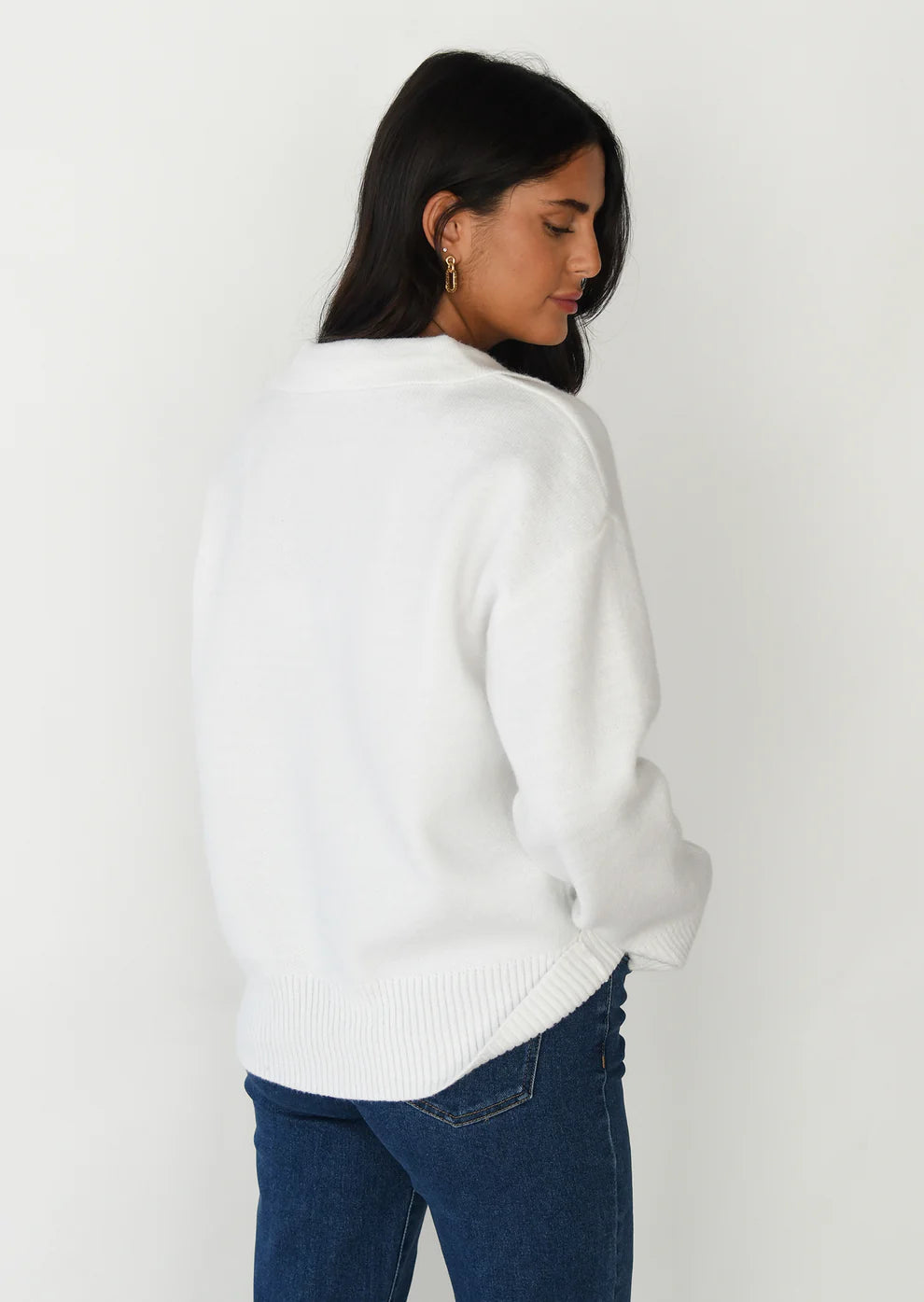 PRAHA -  RIB KNIT COLLAR SWEATER