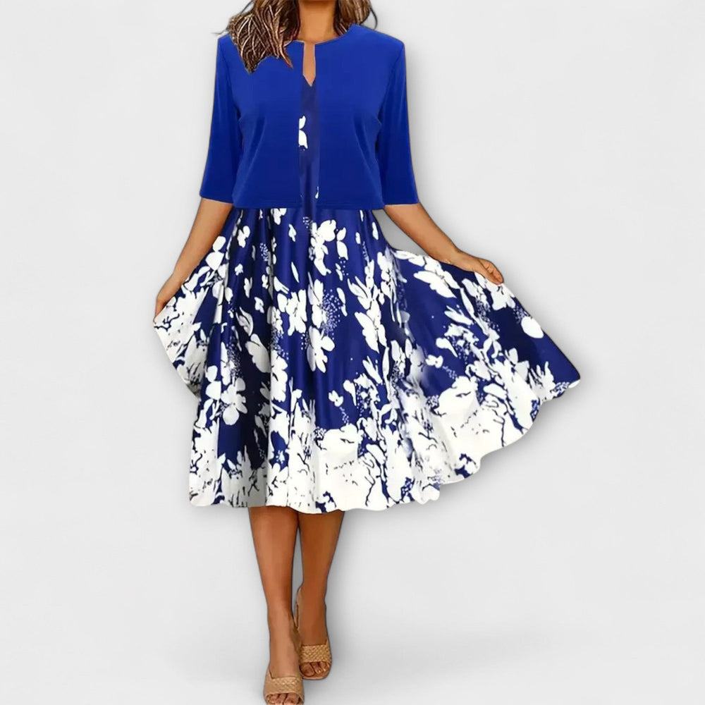 Dámské midi šaty s blazerem Tmavě modrá