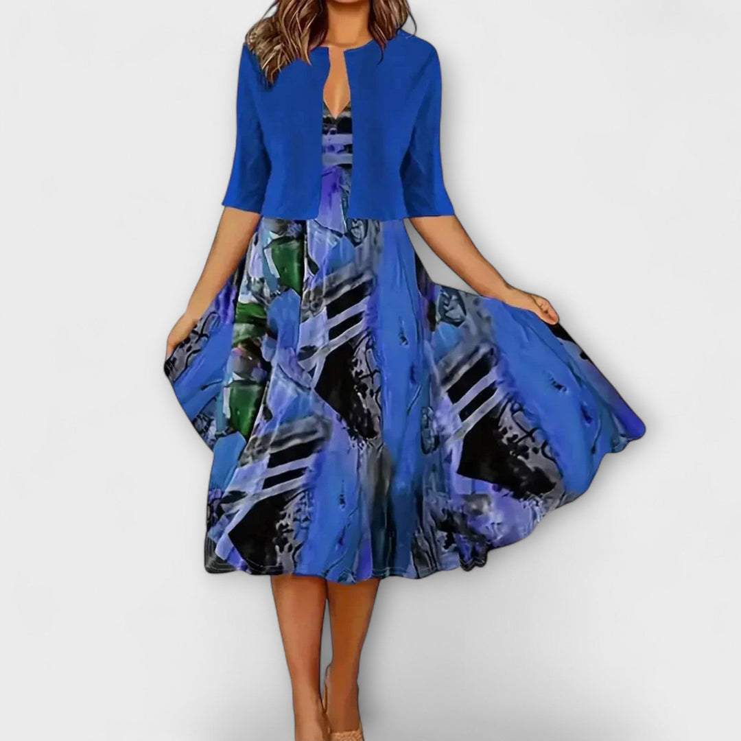 Dámské midi šaty s blazerem Královská modrá