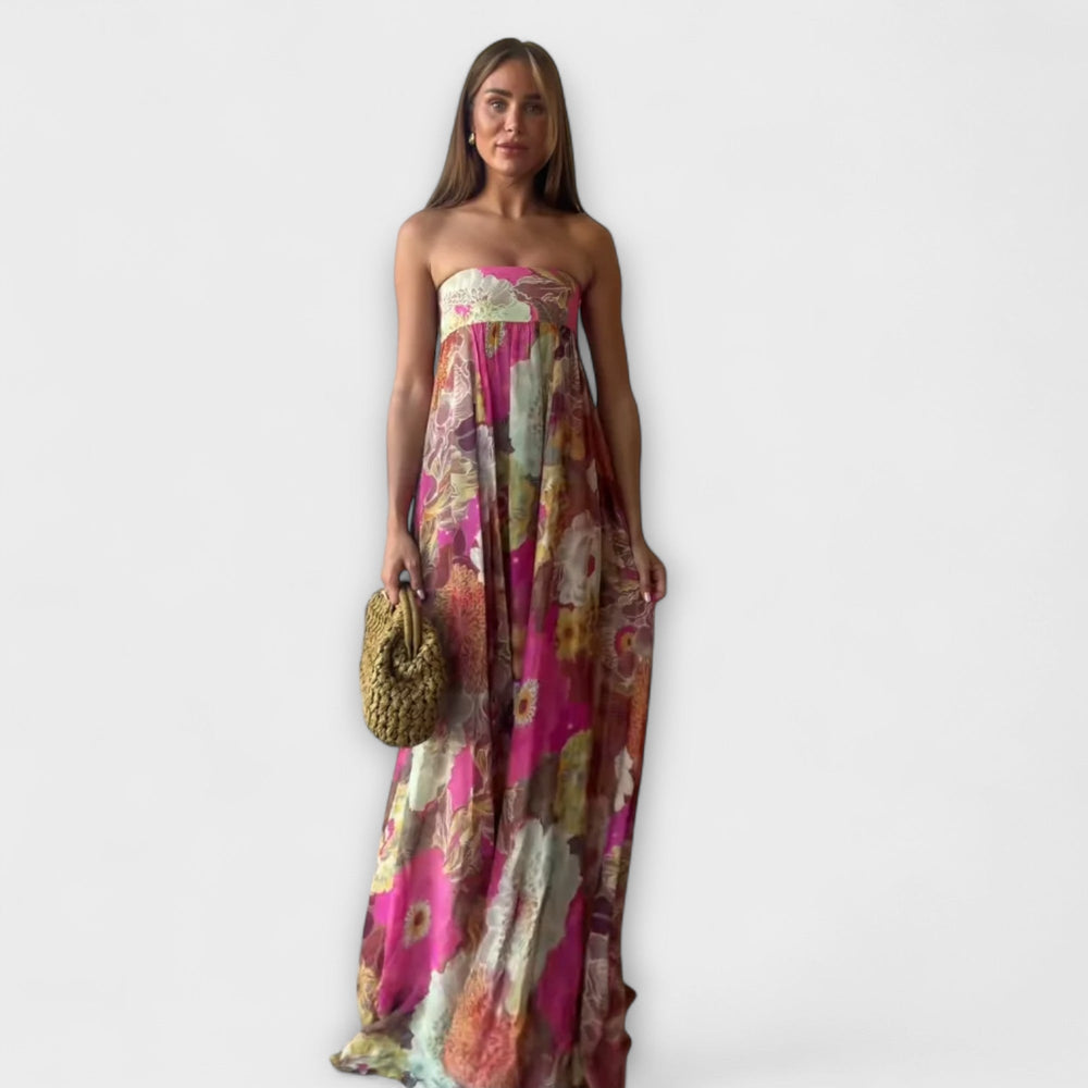 Chic Retro Bezramínková Plisovaná Maxi Šaty