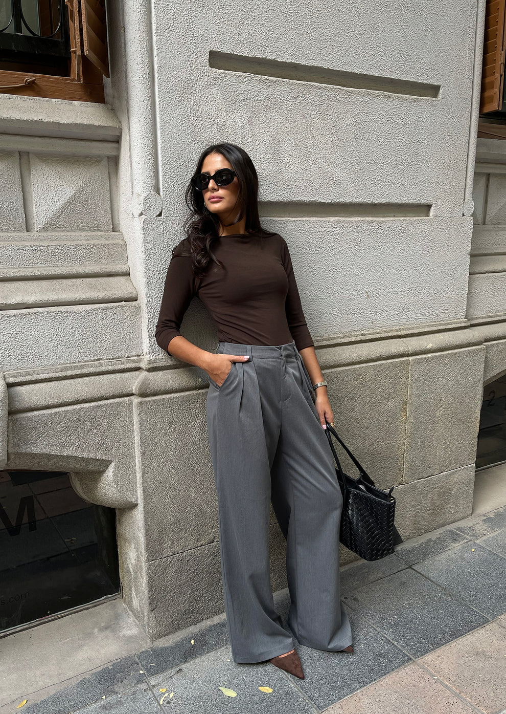 WIDELEG PLEATED PANTS