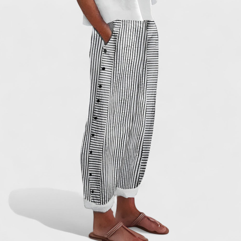 Věra - Lněné kalhoty Černá